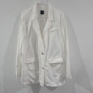 Gap Womens Linen Blazer Size XL White Minimalist Business Casual Career Office